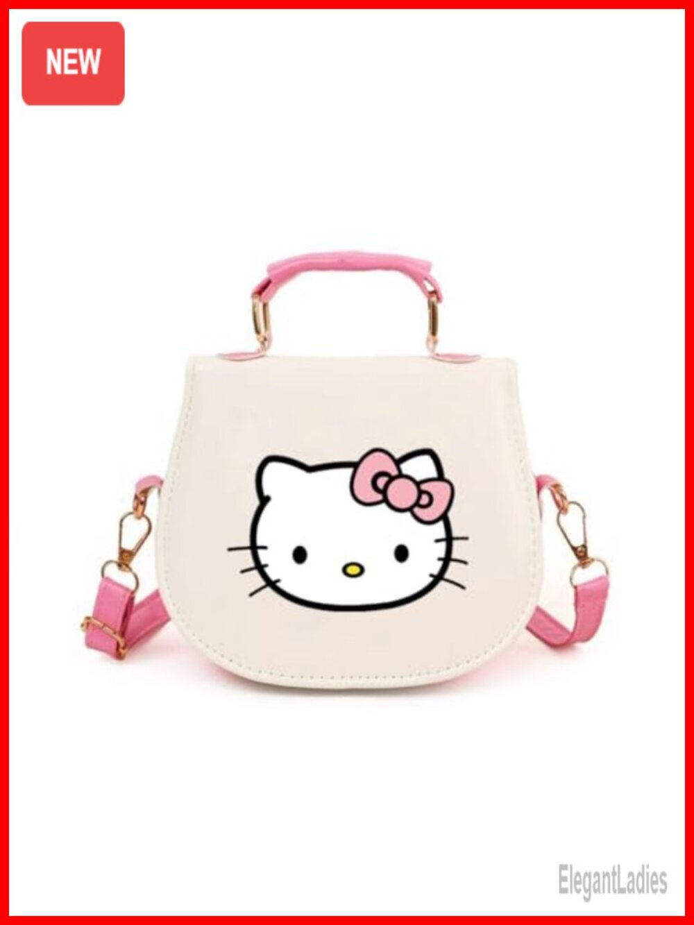 Kitty Print Crossbody Purse PU Leather Top Handle Mini Bag